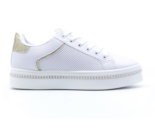 Women's White Sneakers With Silver Glitter Detail- Shop women's ...